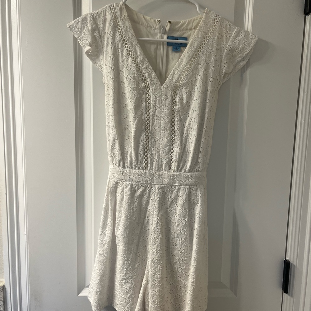 White Flutter Sleeve V-Neck romper